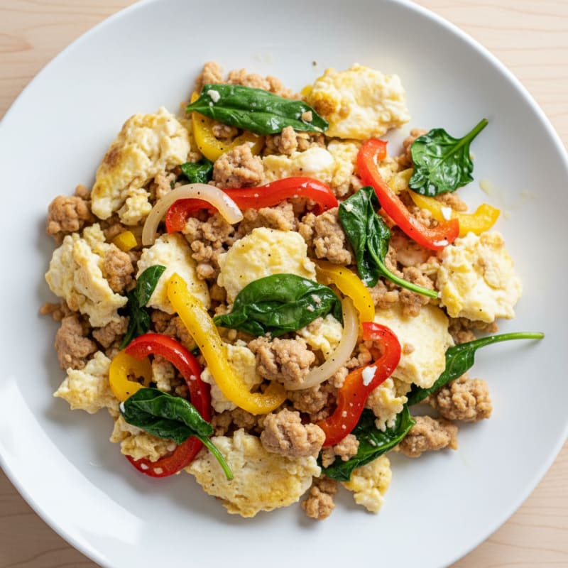 Egg White Veggie Scramble with Lean Turkey