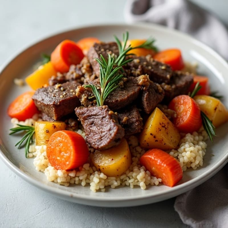 Tender Slow-Cooked Beef with Roasted Root Vegetables