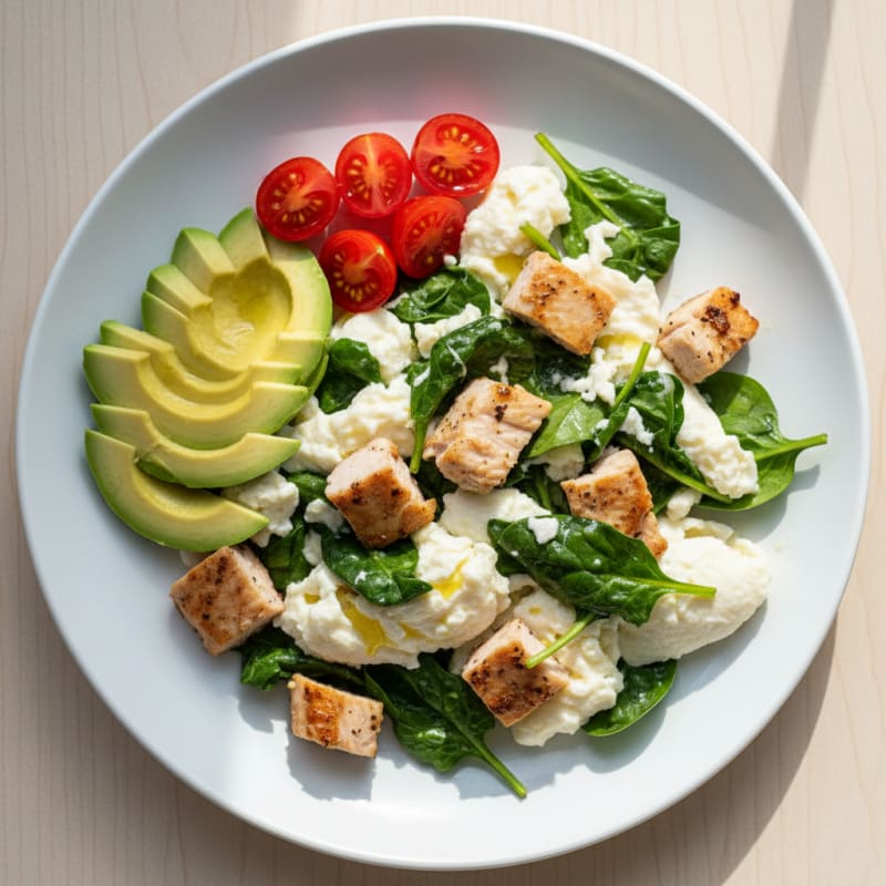 Egg White Scramble with Spinach and Turkey Breast