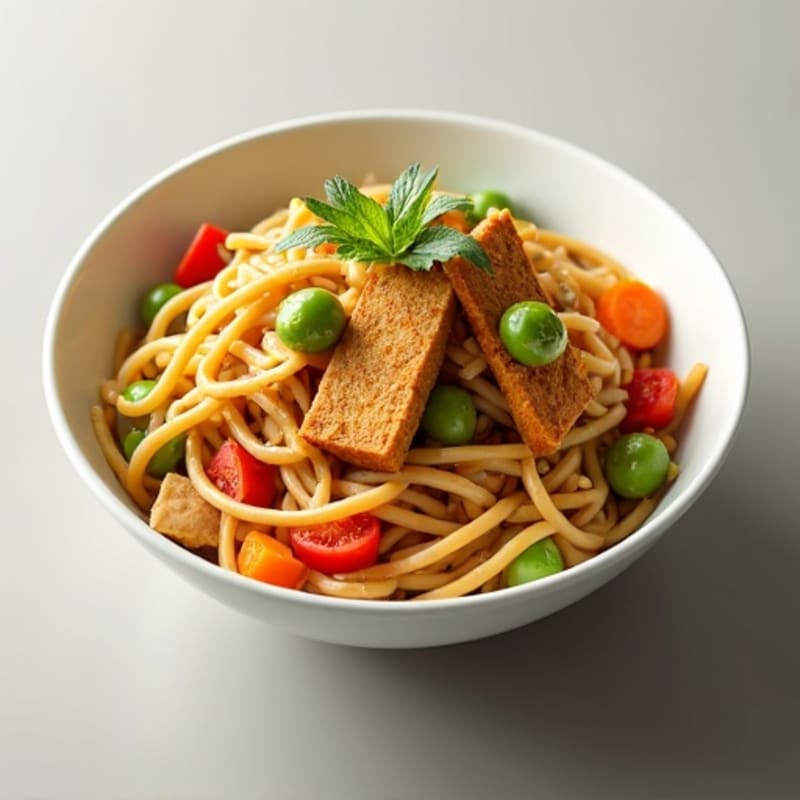 Creamy Peanut-Ginger Rice Noodles with Crispy Tofu