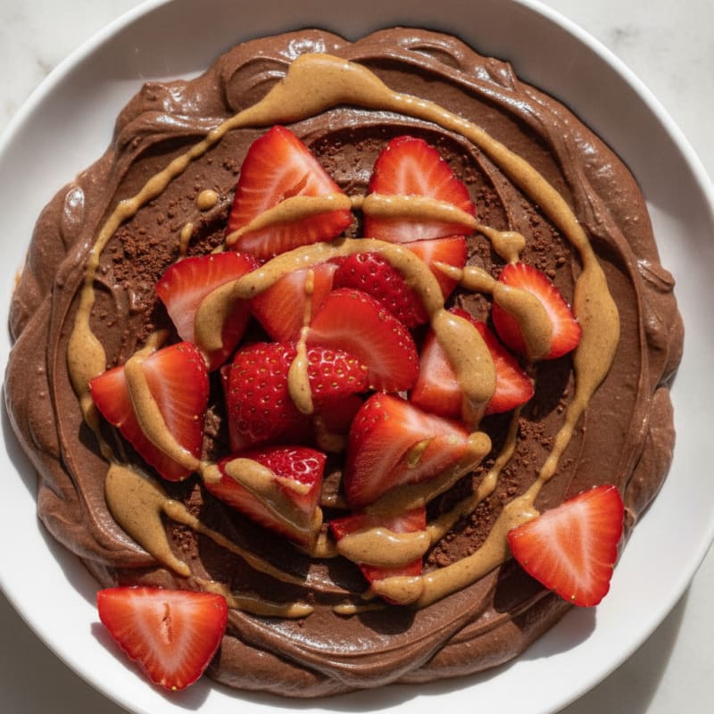 Silky Chocolate Protein Pudding with Fresh Strawberries