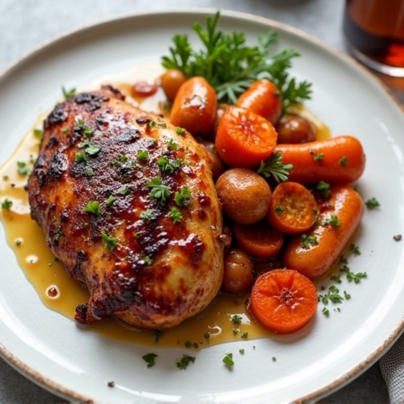 Sticky Date-Glazed Chicken with Roasted Root Vegetables