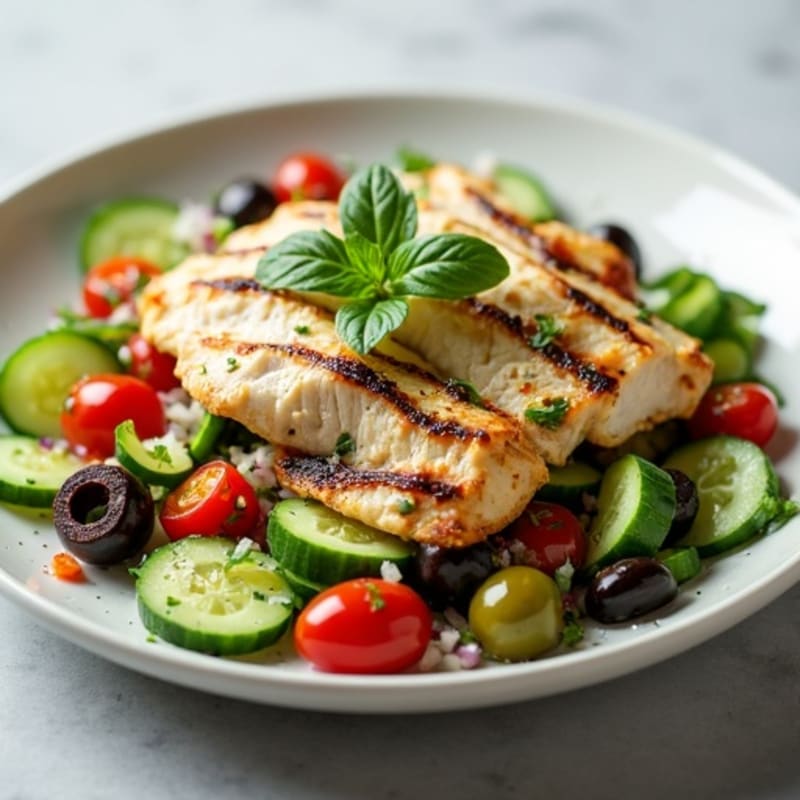Fresh Mediterranean Chopped Salad with Herb-Marinated Feta