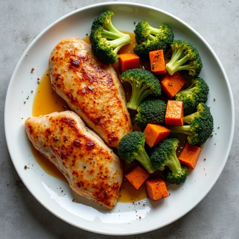 Sheet Pan Crispy Sweet Potato and Chicken with Roasted Broccoli