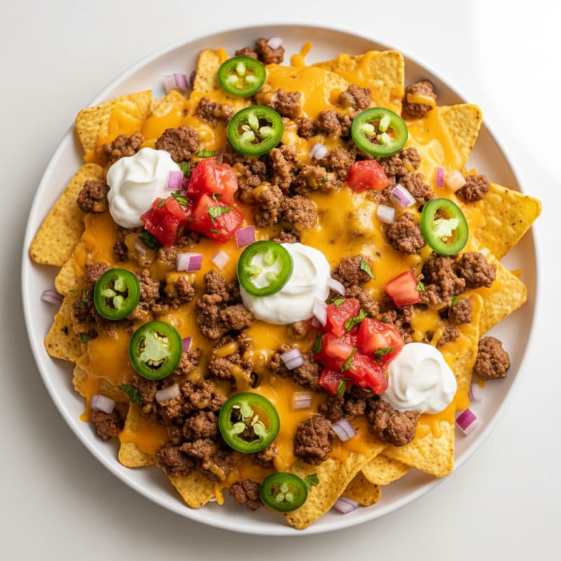 Loaded Beef Nachos with Jalapeños