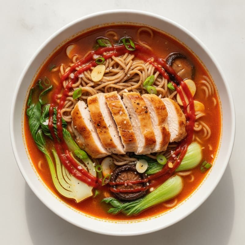 Sriracha Chicken Ramen Soup