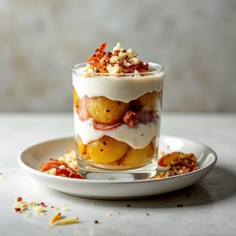 Creamy Greek Yogurt Parfait with Crispy Prosciutto and Roasted Potatoes
