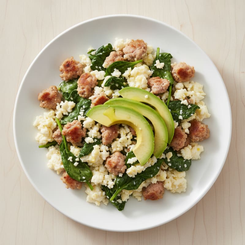 Egg White and Turkey Sausage Scramble with Spinach