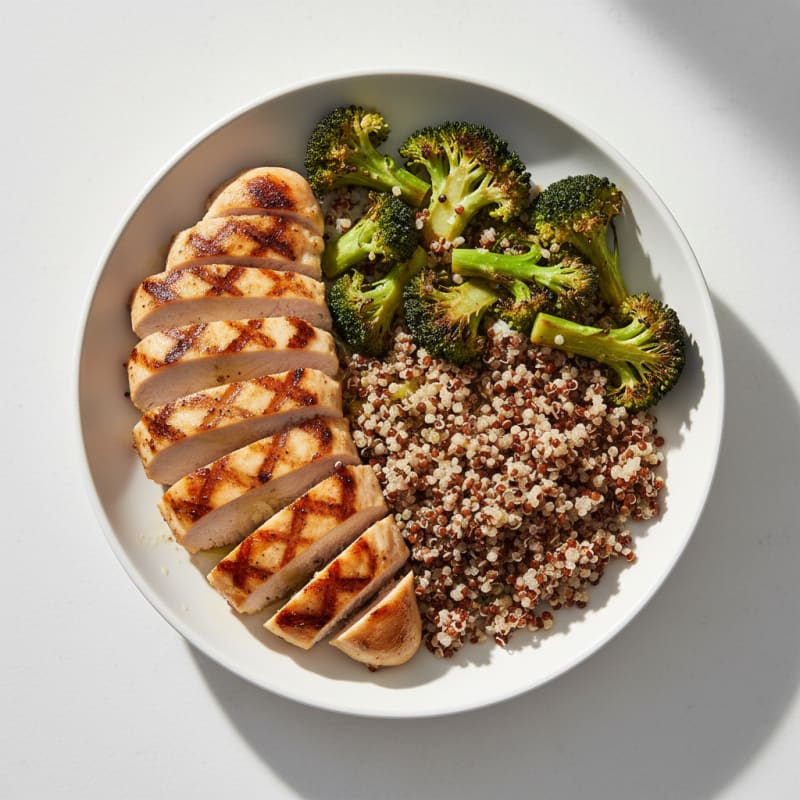 Grilled Chicken Breast with Roasted Broccoli and Quinoa