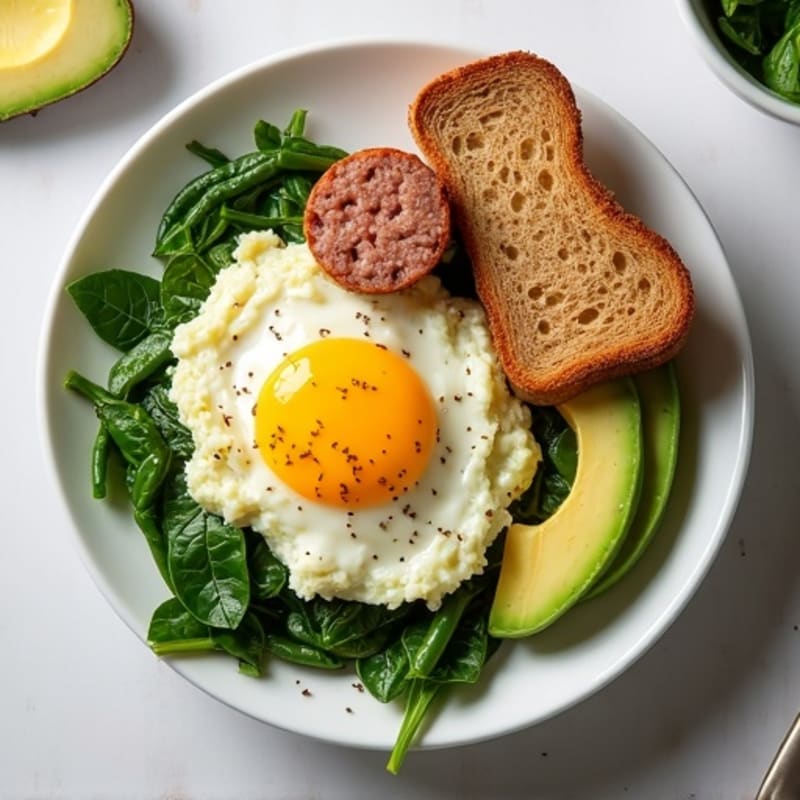 Egg White and Spinach Scramble with Turkey Sausage
