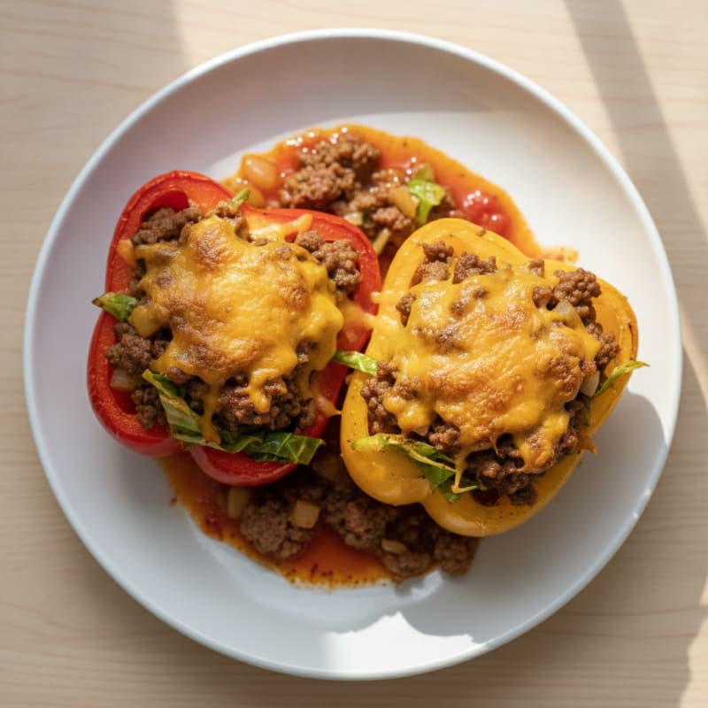 Cheesy Ground Beef Stuffed Peppers