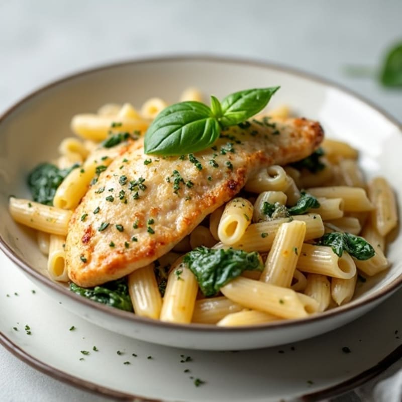 Healthy Creamy Garlic Chicken Pasta