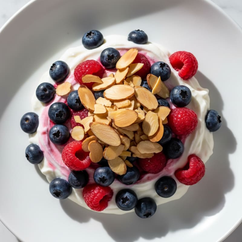Greek Yogurt Protein Parfait with Berries and Almonds