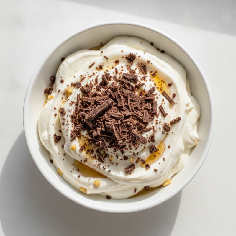 Greek Yogurt Protein Mousse with Dark Chocolate Shavings