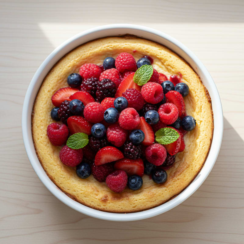 Greek Yogurt Protein Cheesecake with Mixed Berries