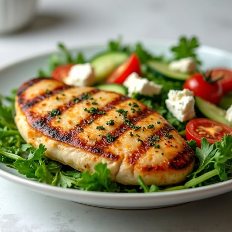 Grilled Lemon Herb Chicken with Fresh Feta Salad