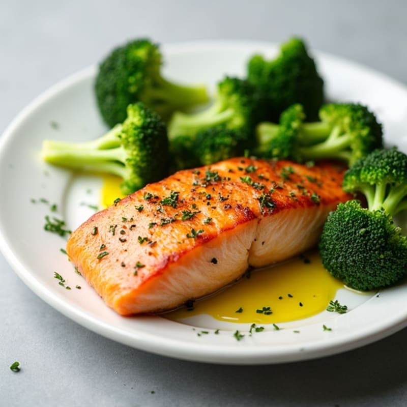 Baked Salmon with Steamed Broccoli