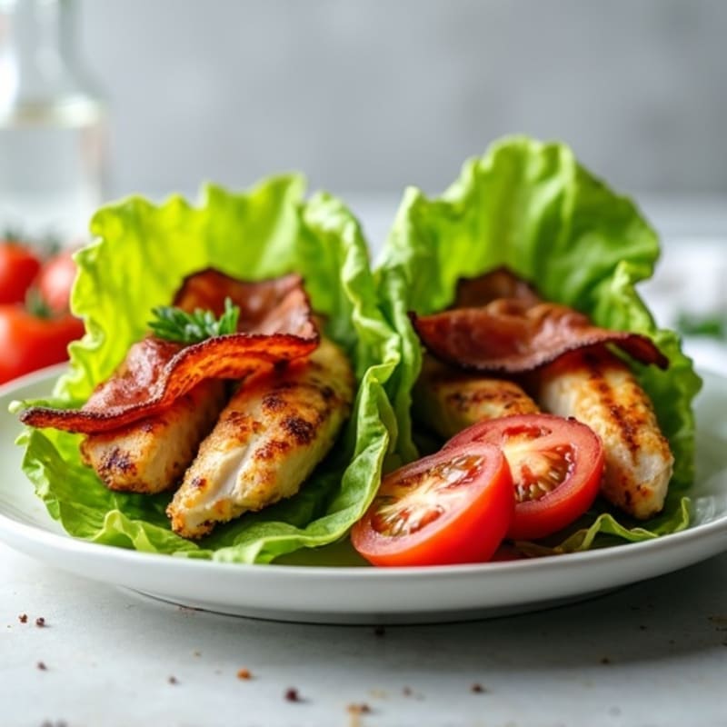 Grilled Chicken and Crispy Turkey Bacon Lettuce Wraps with Fresh Tomatoes