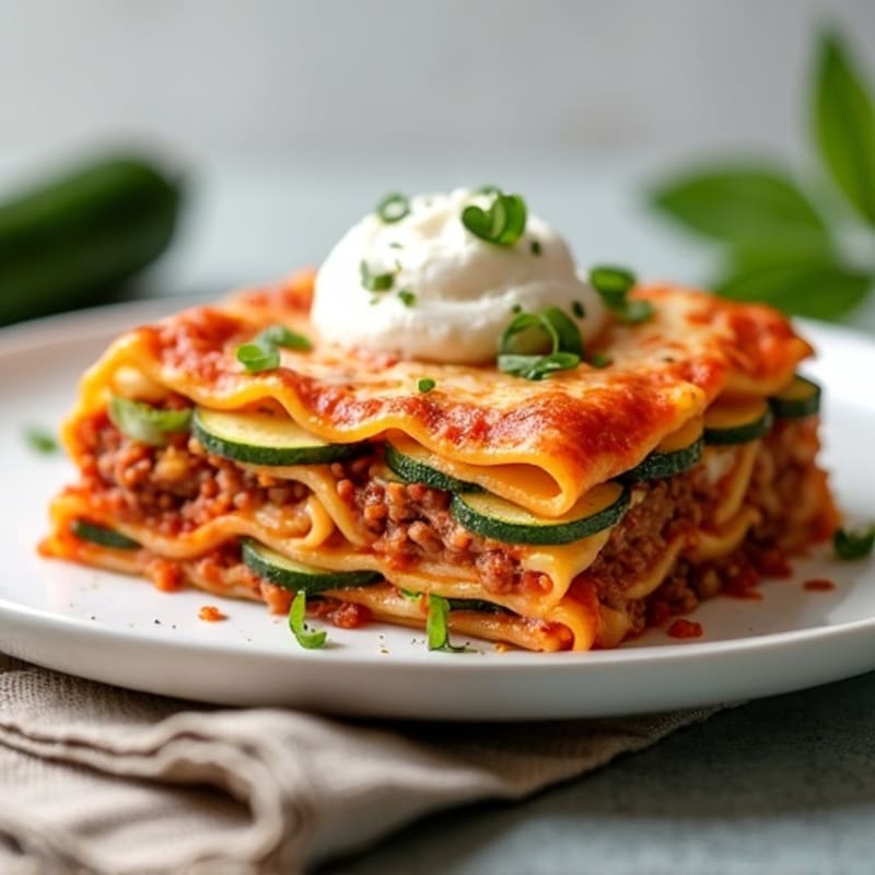 Hearty Lean Ground Beef and Zucchini Lasagna Bake