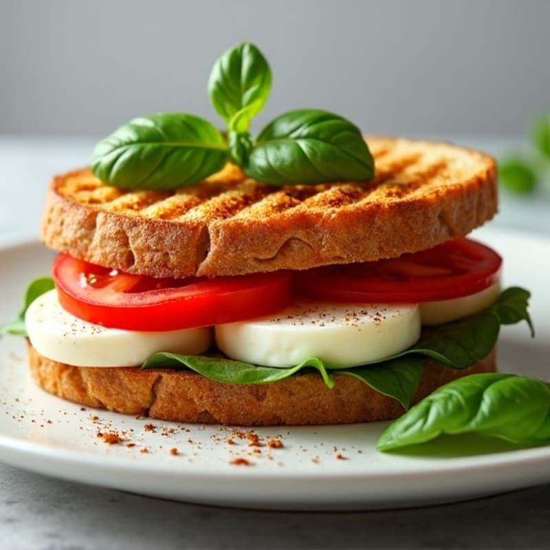 Grilled Fresh Tomato, Mozzarella, and Basil Sandwich