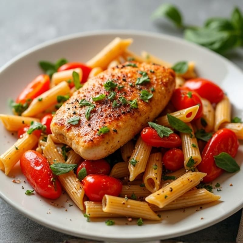 Spicy Cajun Chicken with Whole Wheat Pasta and Roasted Bell Peppers
