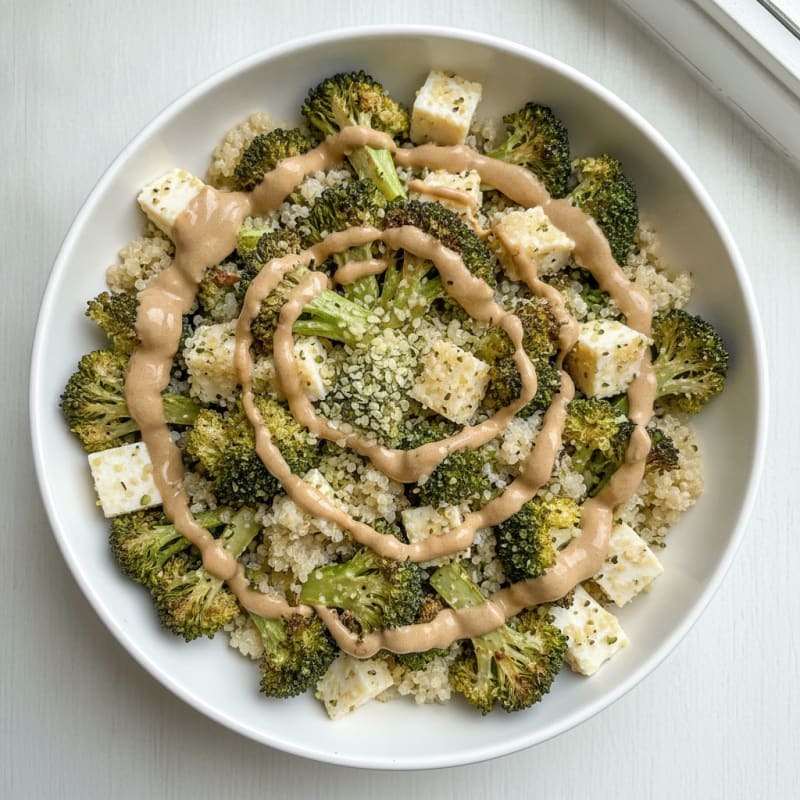 Roasted Broccoli Tahini Quinoa Bowl