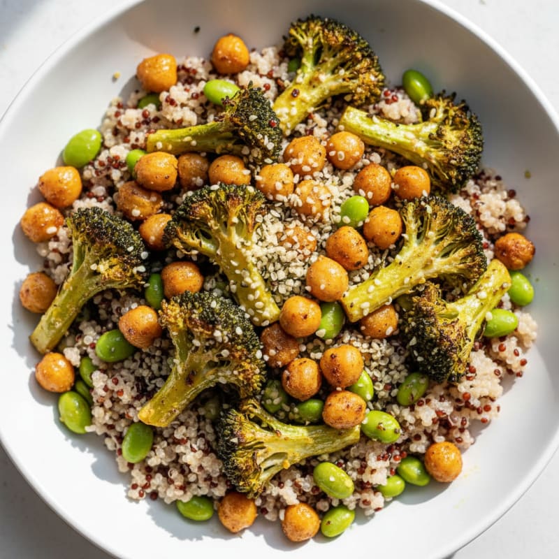 Chickpea and Quinoa Power Bowl with Roasted Broccoli