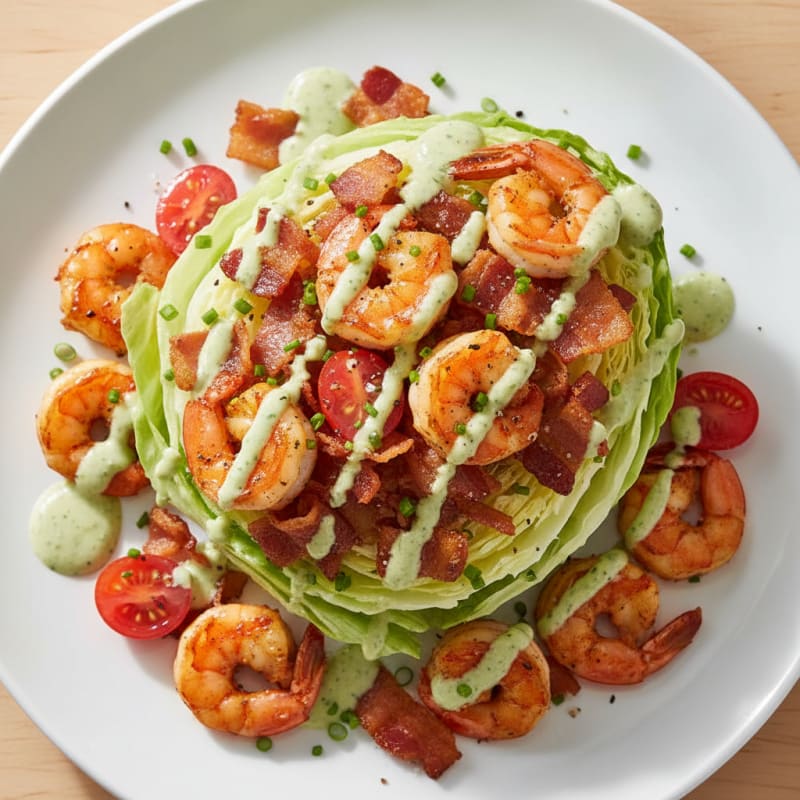 Crispy Bacon Shrimp Wedge Salad