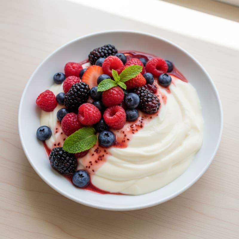 Silky Tofu Protein Pudding with Mixed Berries