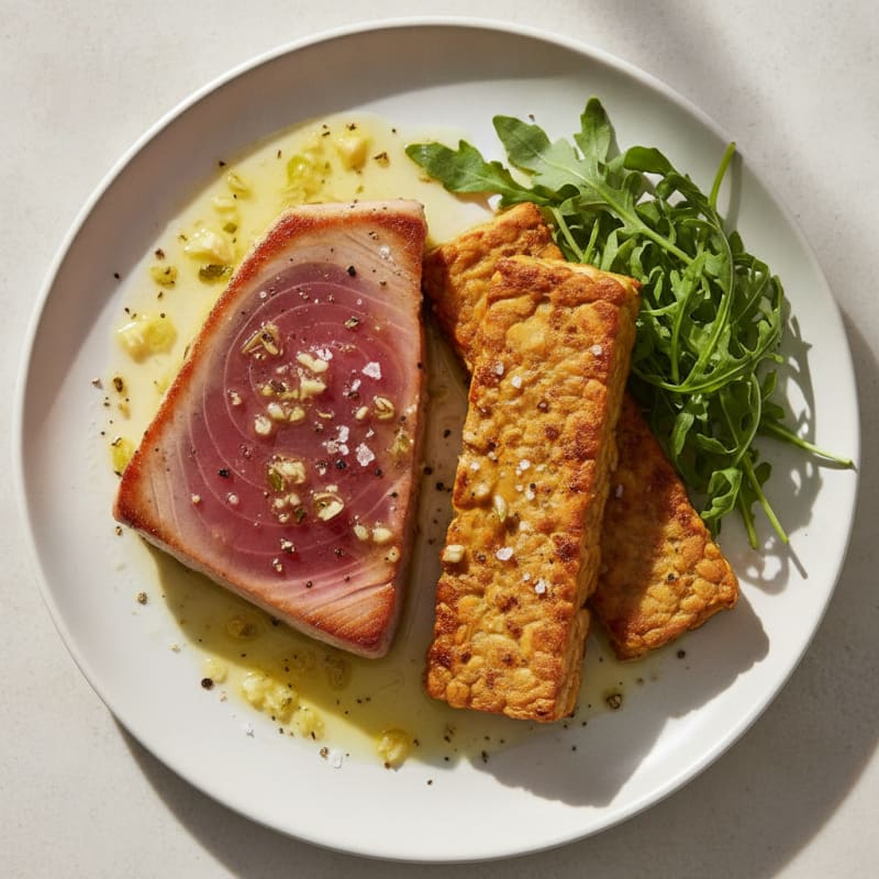 Pan-Seared Tuna with Lemon-Herb Tempeh