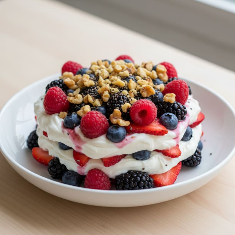 Greek Yogurt Protein Parfait with Mixed Berries