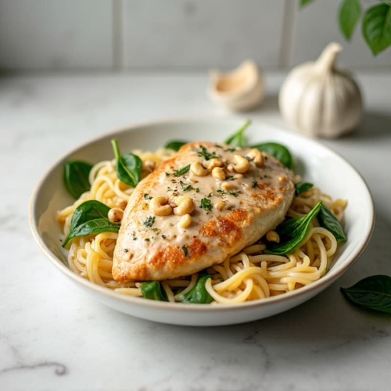 Chicken with Creamy Cashew Alfredo Pasta