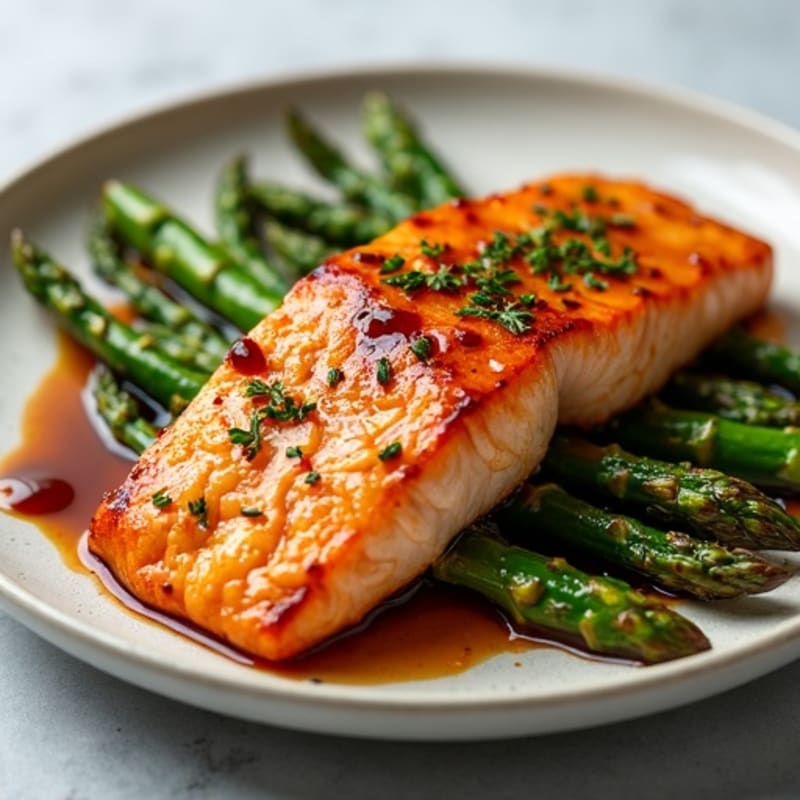 Flaky Teriyaki Glazed Salmon with Roasted Asparagus