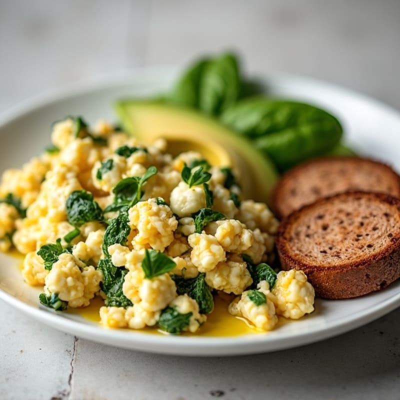 Egg White and Spinach Scramble with Turkey Sausage