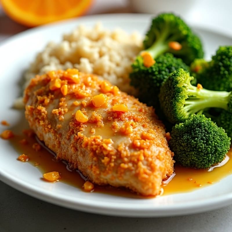 Crispy Orange Chicken with Roasted Broccoli