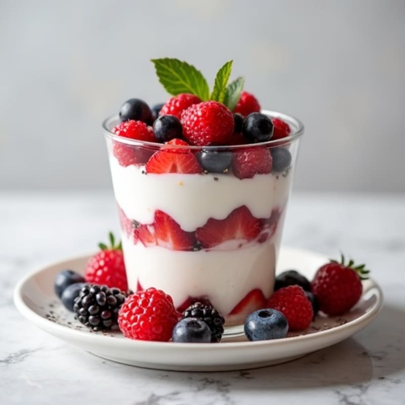 Greek Yogurt Parfait with Fresh Berries and Chia Seeds