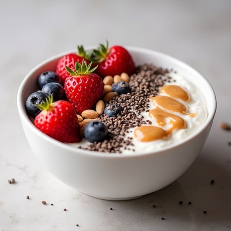 Greek Yogurt Protein Bowl with Mixed Berries and Almond Butter