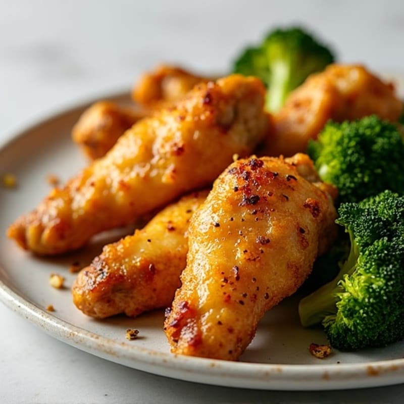 Crispy Baked Lemon-Garlic Chicken Wings with Roasted Broccoli