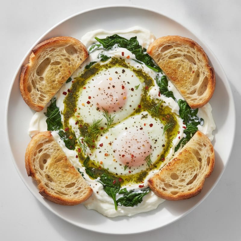 Baked Eggs with Herbed Yogurt
