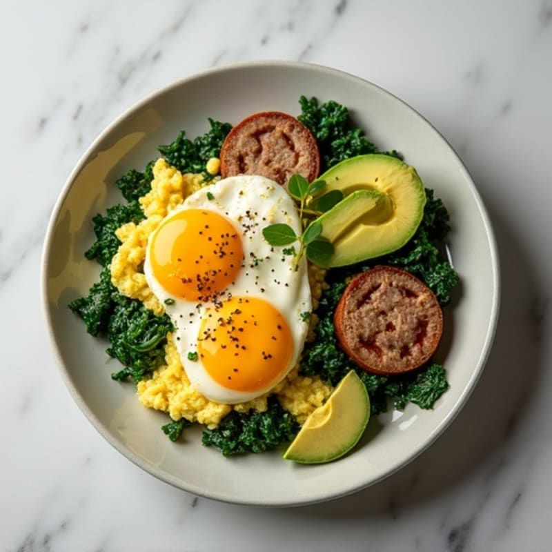 Egg White Scramble with Spinach and Turkey Sausage