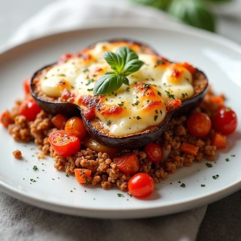 Herb-Roasted Eggplant and Ground Beef Casserole