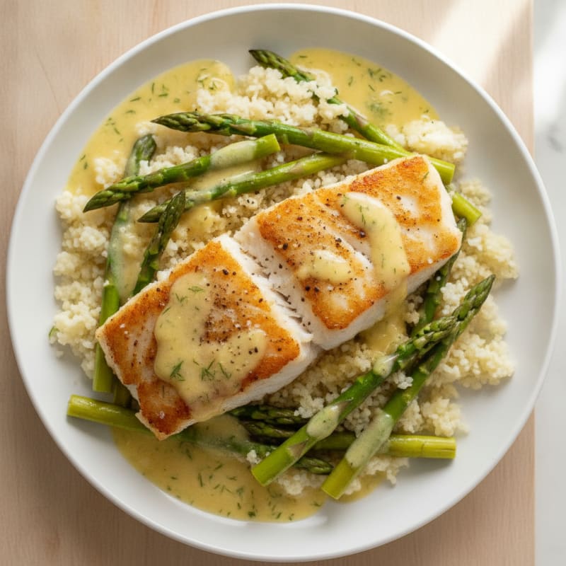 Pan-Seared Alaskan Cod with Lemon-Dill Sauce