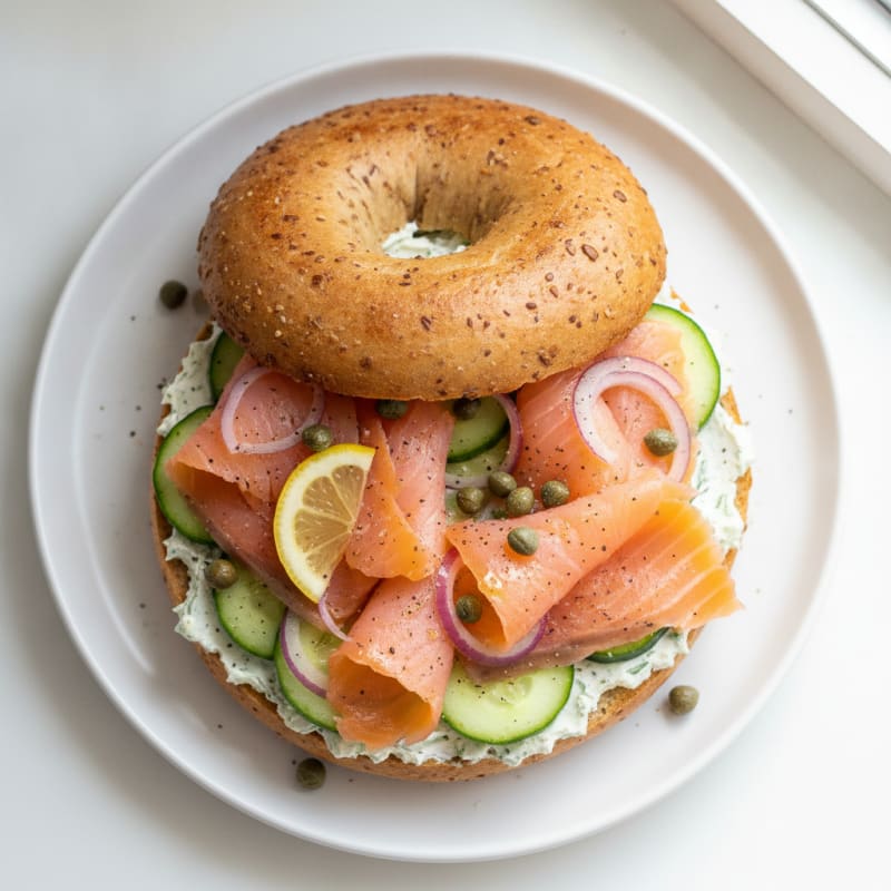 Smoked Salmon Bagel with Dill Cream Cheese
