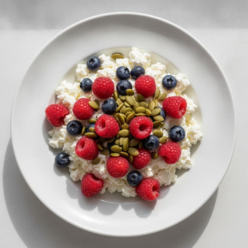 Cottage Cheese Bowl with Mixed Berries and Pumpkin Seeds