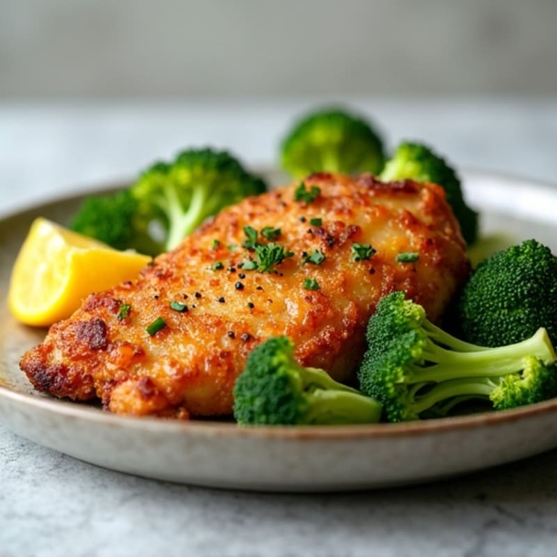 Crispy Air-Fried Lemon-Garlic Chicken and Broccoli