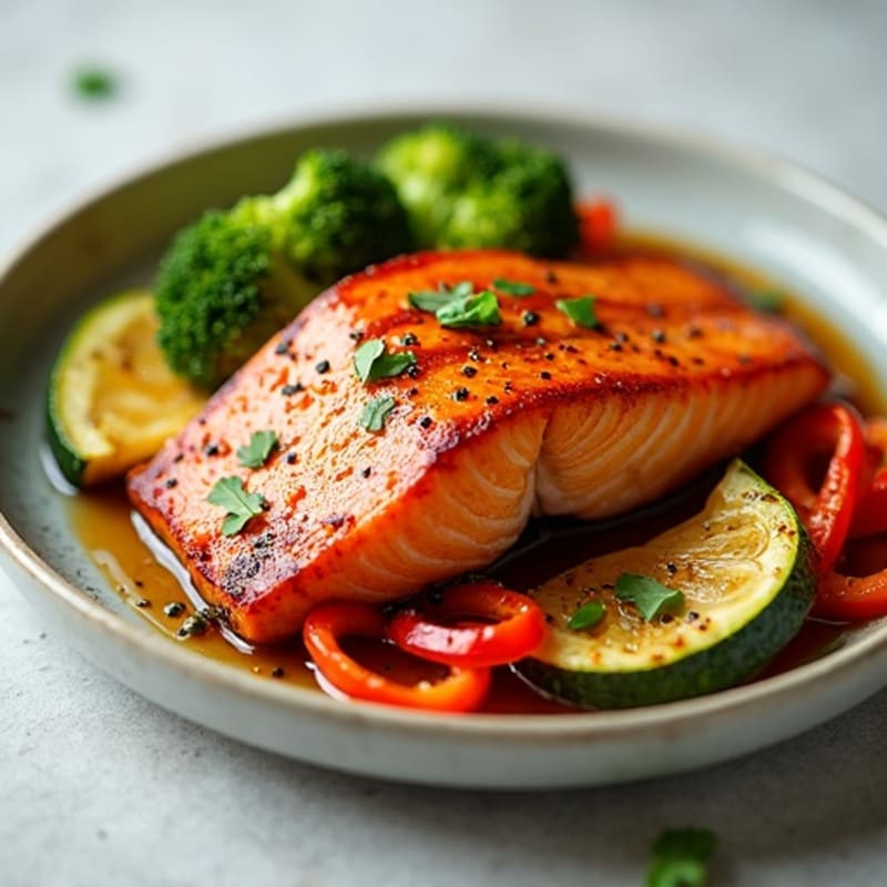 Healthy Teriyaki Glazed Salmon with Roasted Vegetables