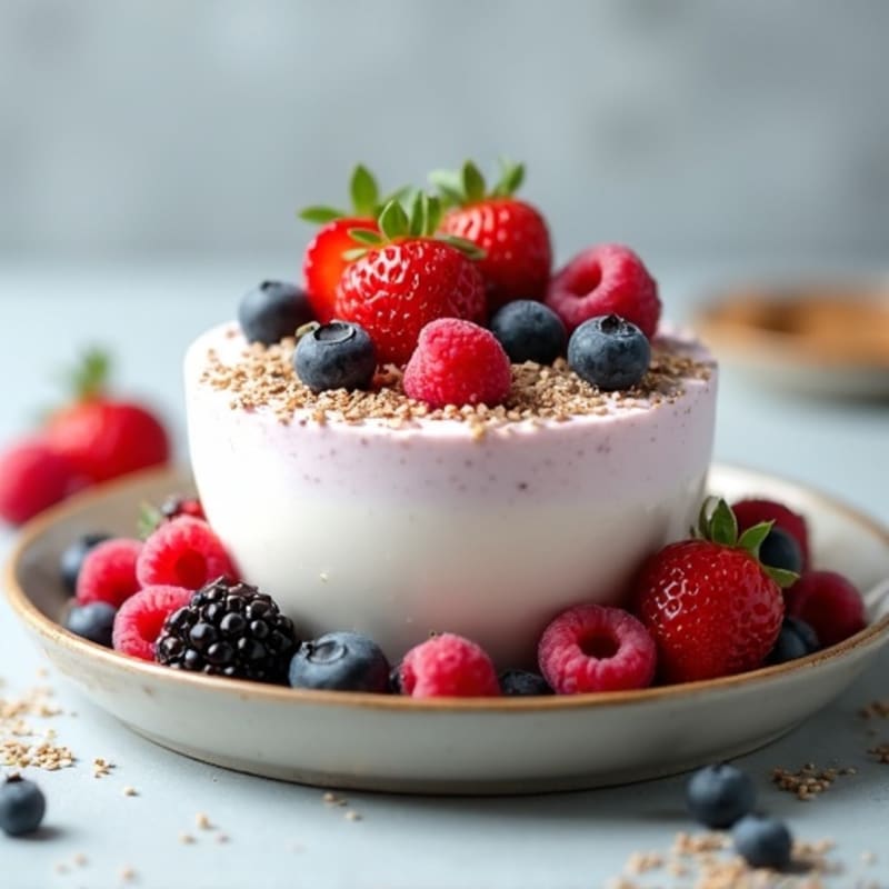 Greek Yogurt Protein Mousse with Mixed Berries