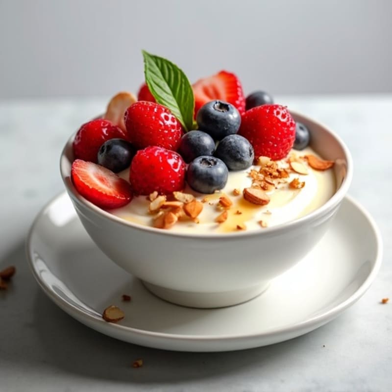 Creamy Greek Yogurt with Fresh Berries and Crunchy Almonds