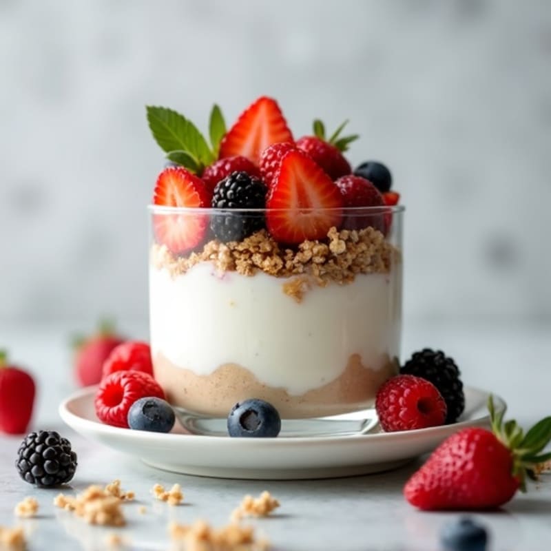 Greek Yogurt Protein Parfait with Almond Butter and Berries