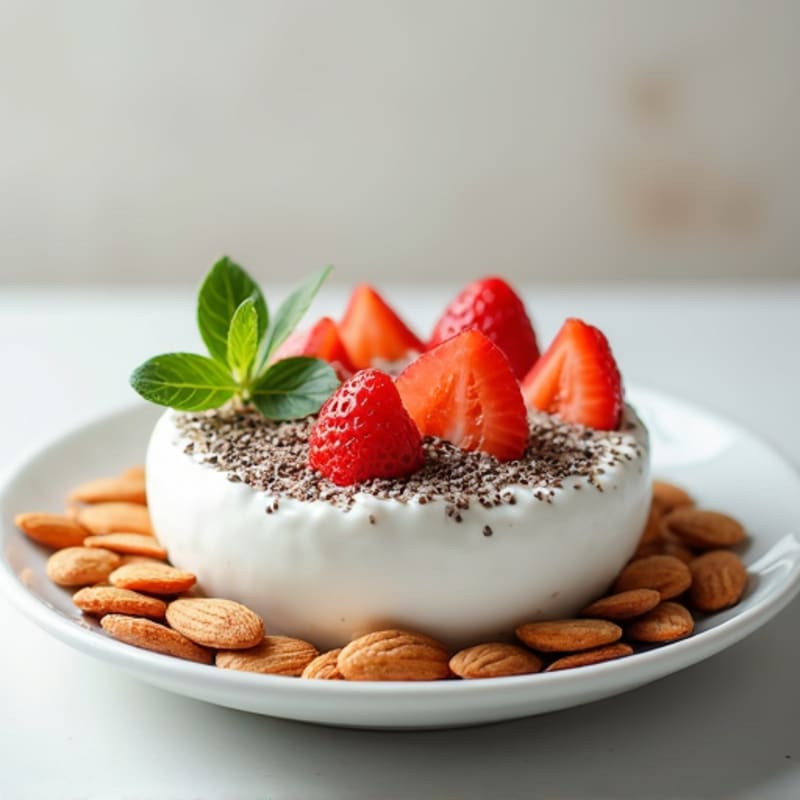 Greek Yogurt with Chia Seeds and Sliced Almonds